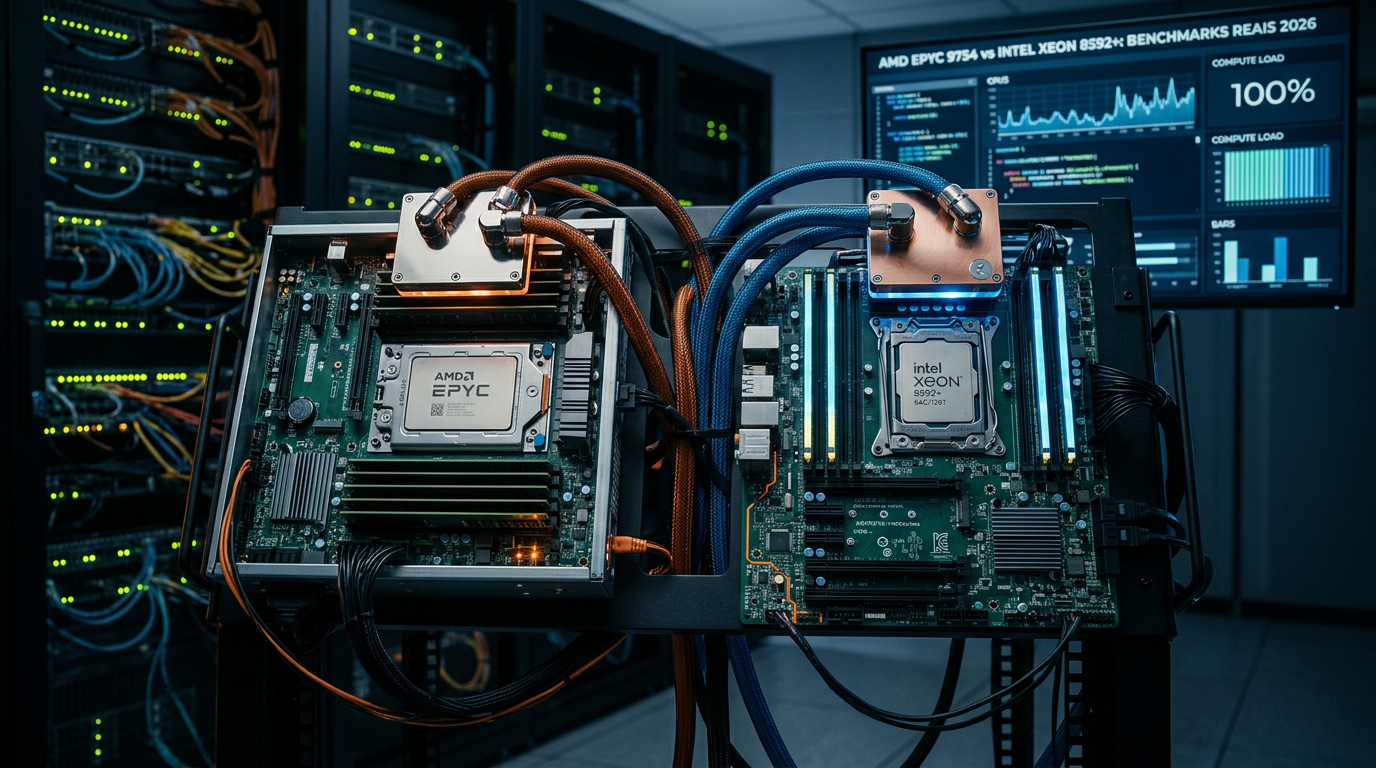 AMD EPYC 9754 vs Intel Xeon 8592+: Benchmarks Reais 2026 para Data Centers | EuNerd