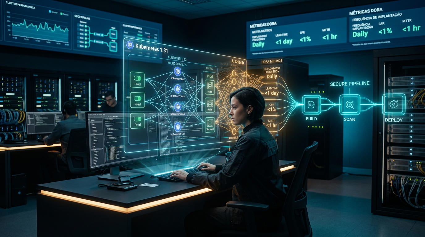 DevOps 2026: Pipeline Seguro com IA, Kubernetes 1.31 e DORA em Produção | EuNerd