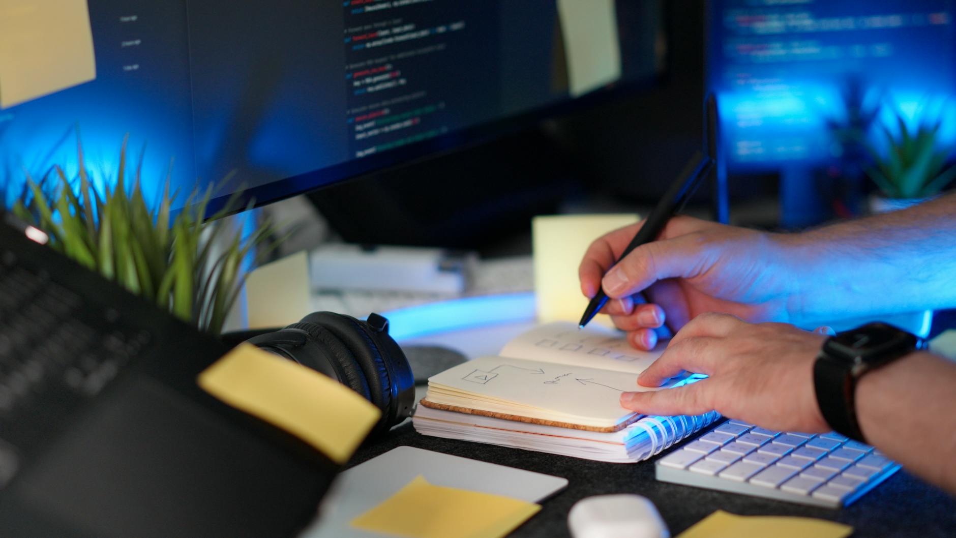 Notebooks com IA 2026 e padrão corporativo — Foto por Jakub Zerdzicki via Pexels