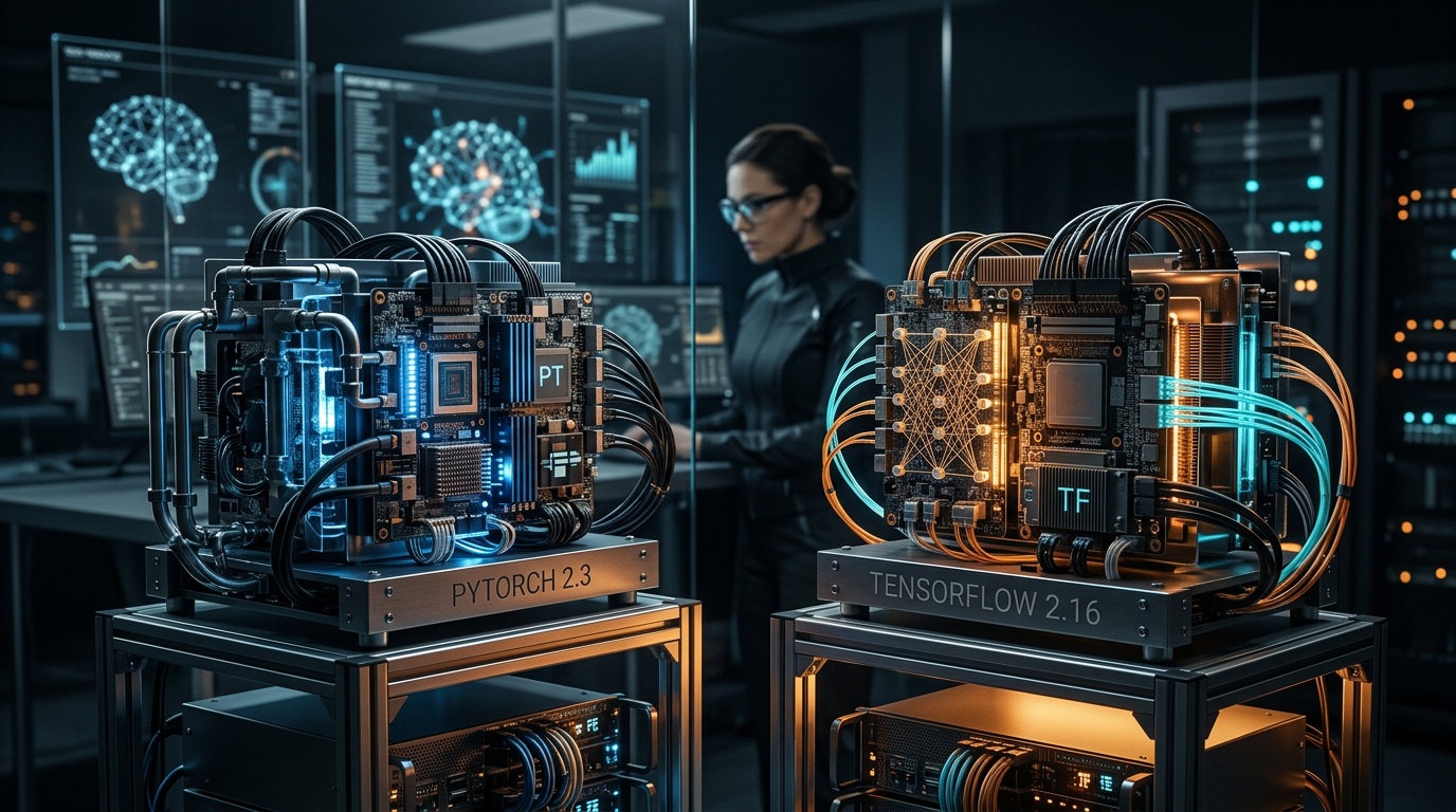 PyTorch 2.3 vs TensorFlow 2.16: qual stack de Machine Learning domina 2026 nas e | EuNerd
