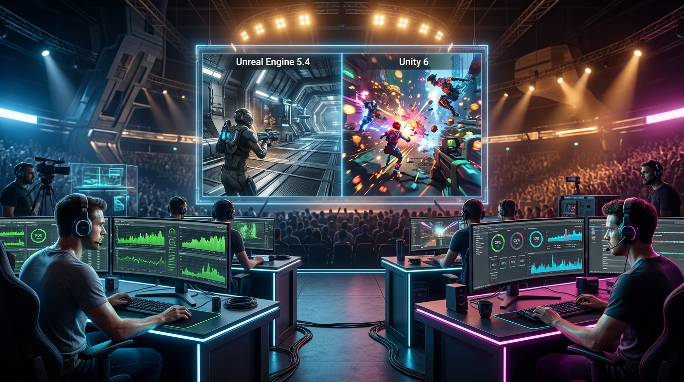 Unreal Engine 5.4 vs Unity 6 em 2026: Qual Motor Entrega Mais Performance Real p | EuNerd